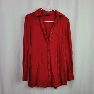 Dorothy Perkins UK12 Red Long Sleeve Button soft s